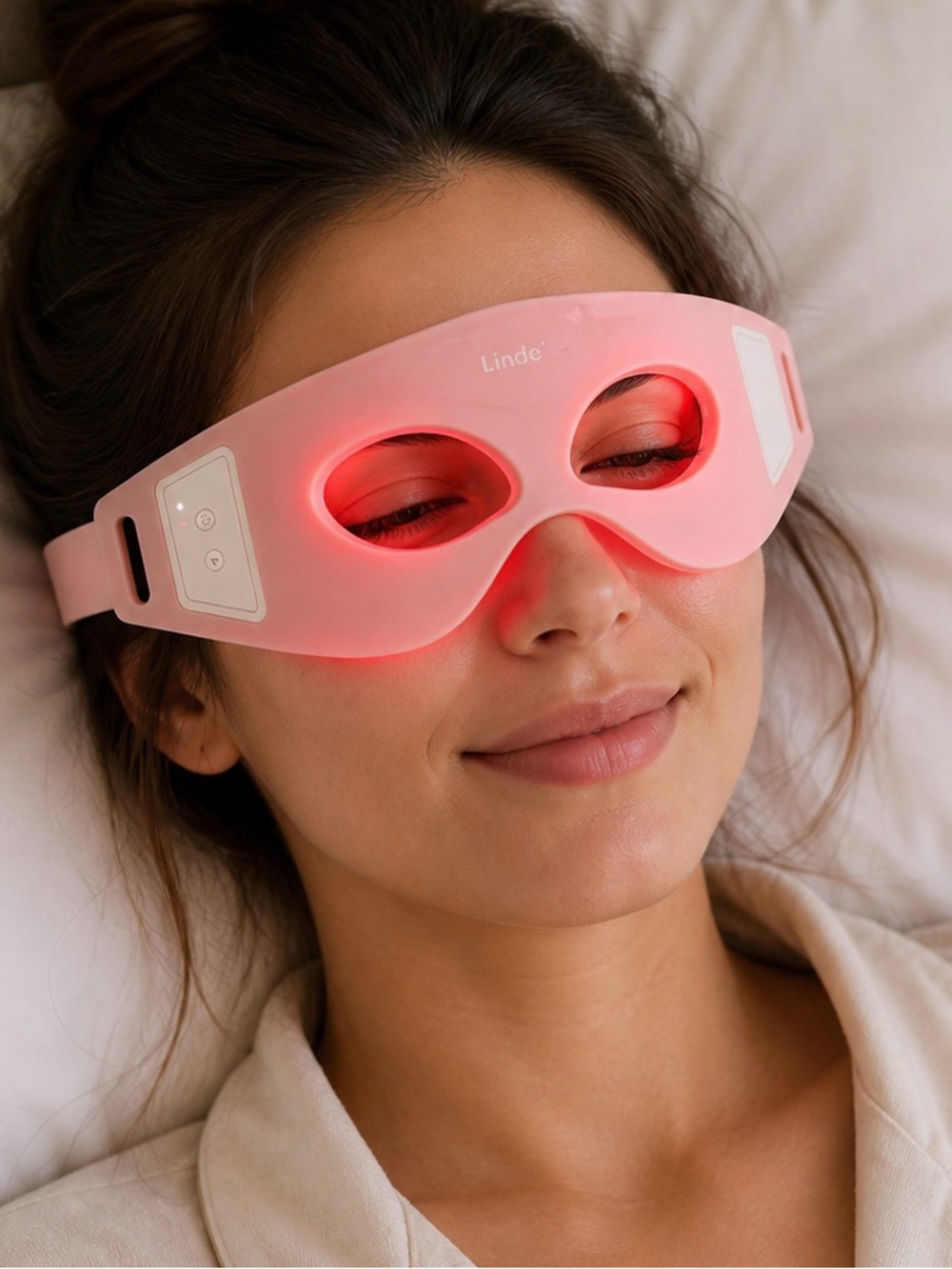 LED Eye Mask 7 Color Light Therapy Silicone Pink Facial Skin Care NEW Sealed